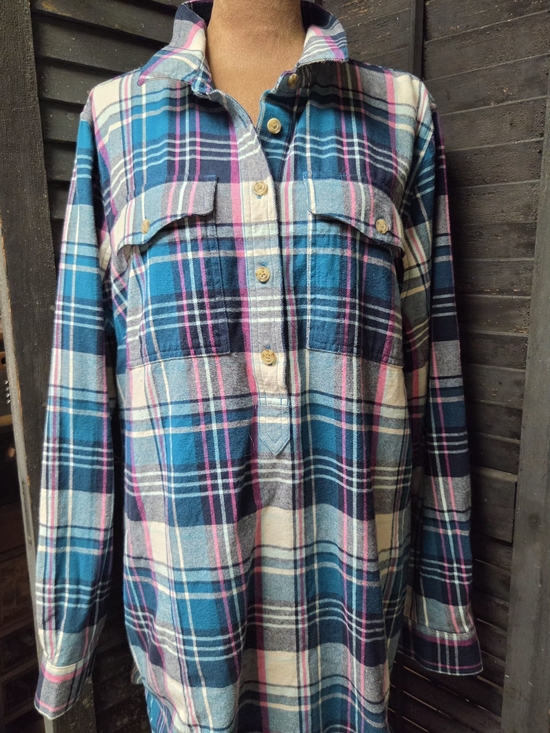 Duluth Trading Co Tops - Duluth Trading Co Teal, Navy & Pink Plaid Button-Front Shirt